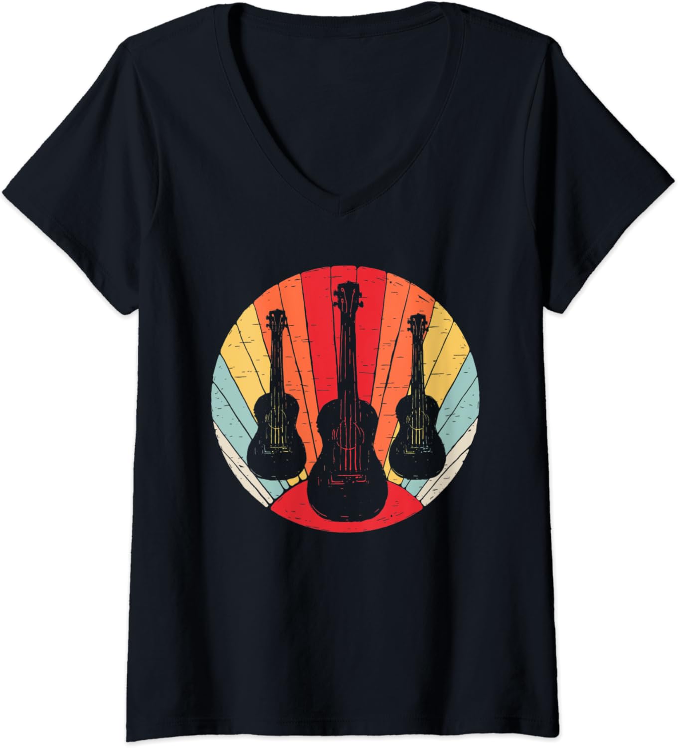 Womens Vintage Retro Ukulele Guitar Shirt Uke Player